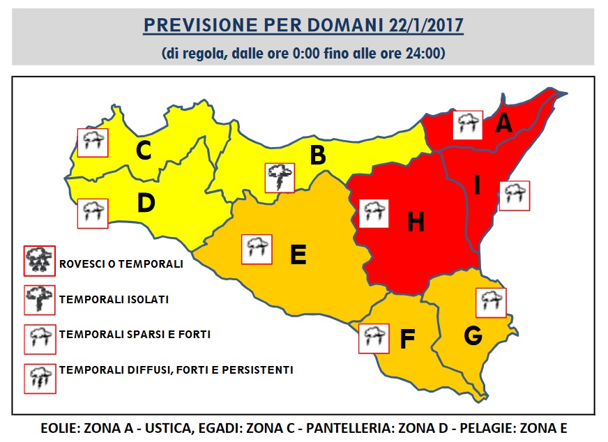 Preallerta Meteo per domani, domenica 22 gennaio 2017