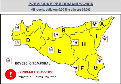 Temperature in calo, condizioni meteo avverse. Dalla protezione civile è ''bollino giallo''