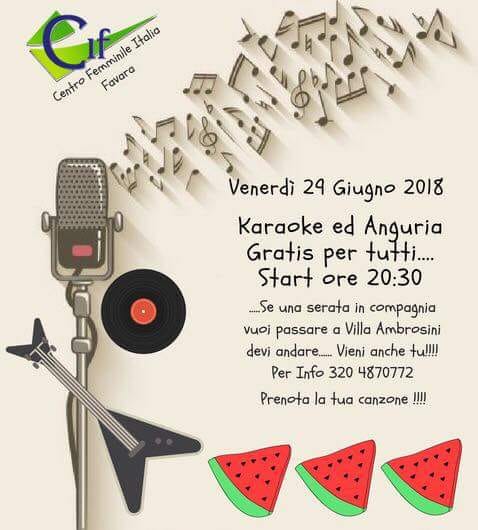 Karaoke e anguria gratis per tutti venerdì sera alla Villa Ambrosini di Favara