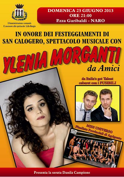 Naro. Ylenia Morganti allo spettacolo di chiusura delle manifestazione collaterali alla Festa di San Calogero