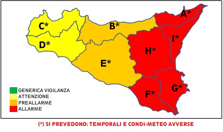 Allerta Meteo nella Sicilia orientale. Per precauzione scuole chiuse anche in alcuni comuni dell'agrigentino