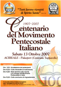 Ricordati ieri i 100 anni del Movimento Pentecostale Italiano