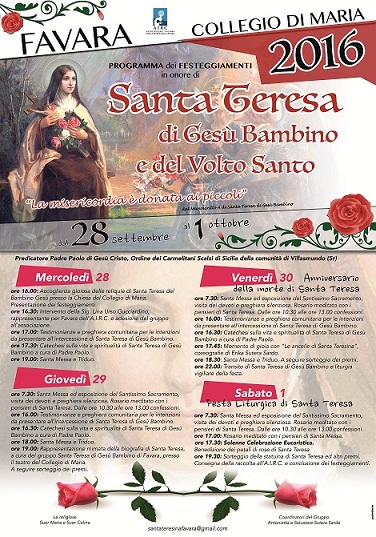 Favara, per il terzo anno si svolgeranno i festeggiamenti in onore di Santa Teresa