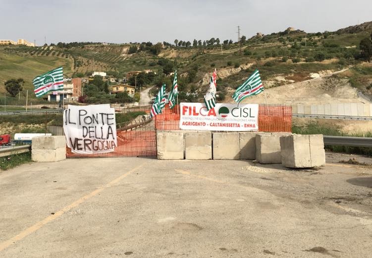 Nuovo sit–in di protesta della Cisl per la chiusura del viadotto Petrusa