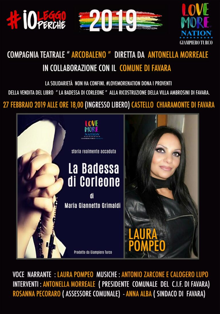 manifesto libro la badessa di corleone favara 27 febbraio 2019