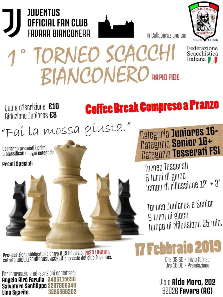 torneo di scacchi fun club juventus 2019