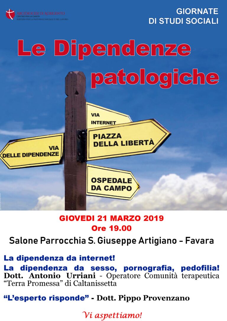 LE DIPENDENZE PATOLOGICHE salone parrocchia san giuseppe artigiano
