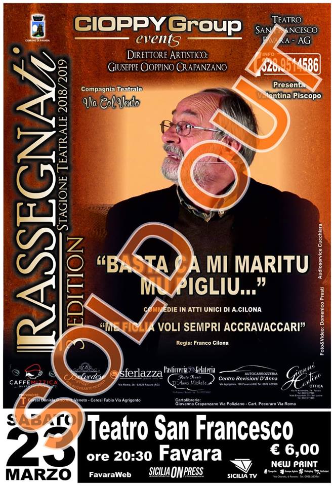 locandina commedia via col vento 23 marzo 2019