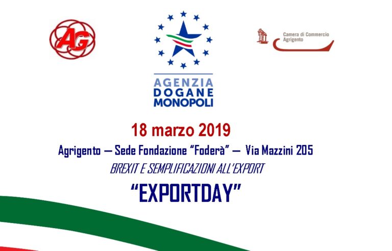 locandina exportday 2019 agenzia dei monopoli di porto empedocle