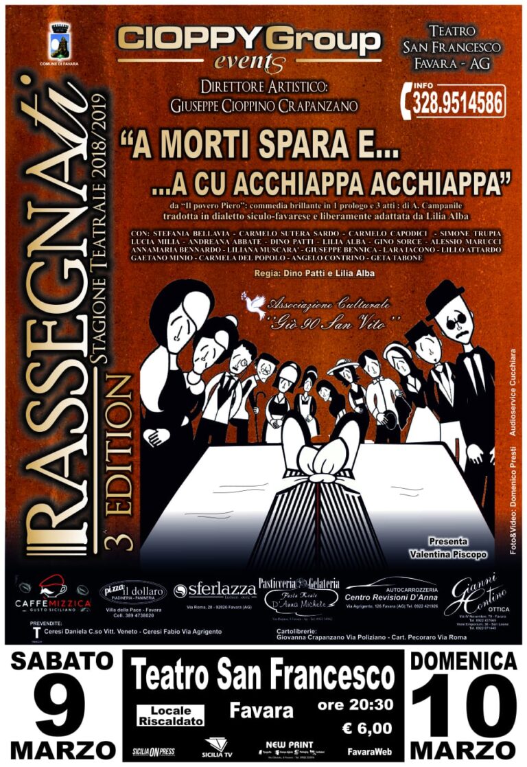 manifesto commedia “A morti spara e.. a cu acchiappa acchiappa”