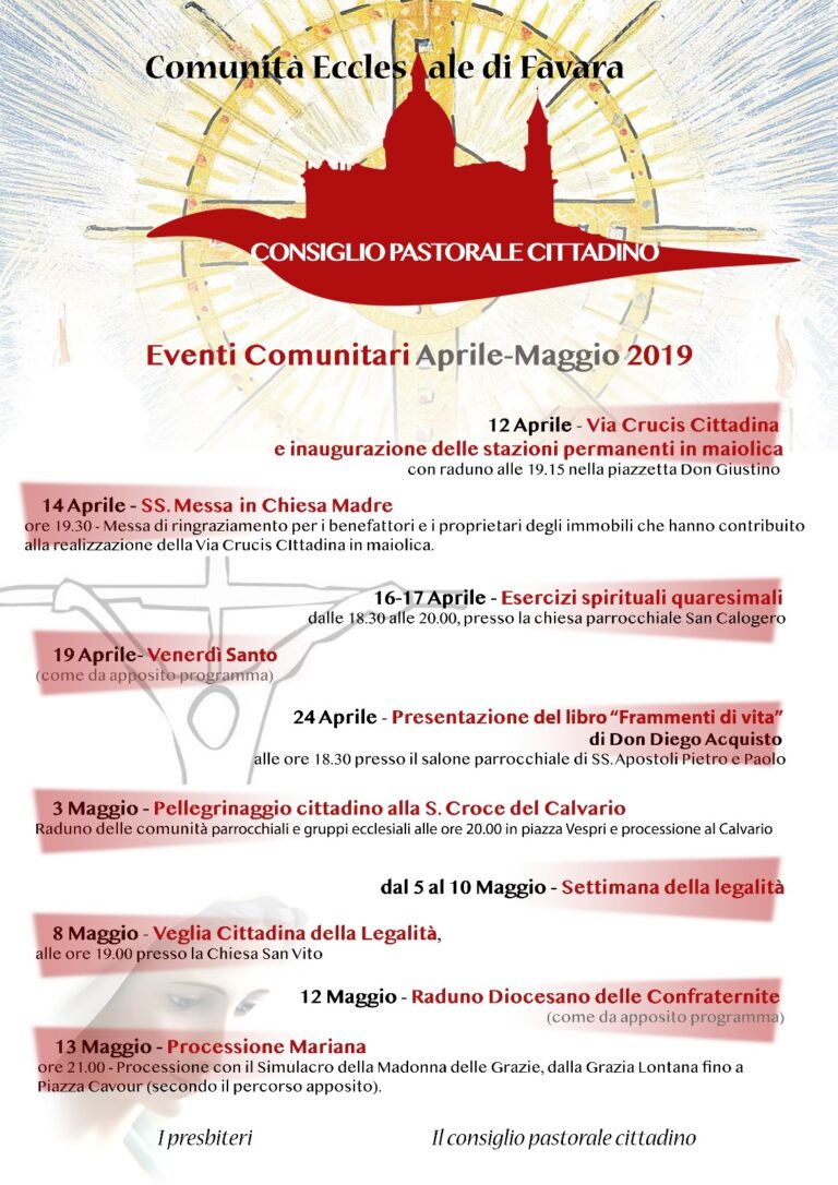 eventi comunitari aprile e maggio 2019