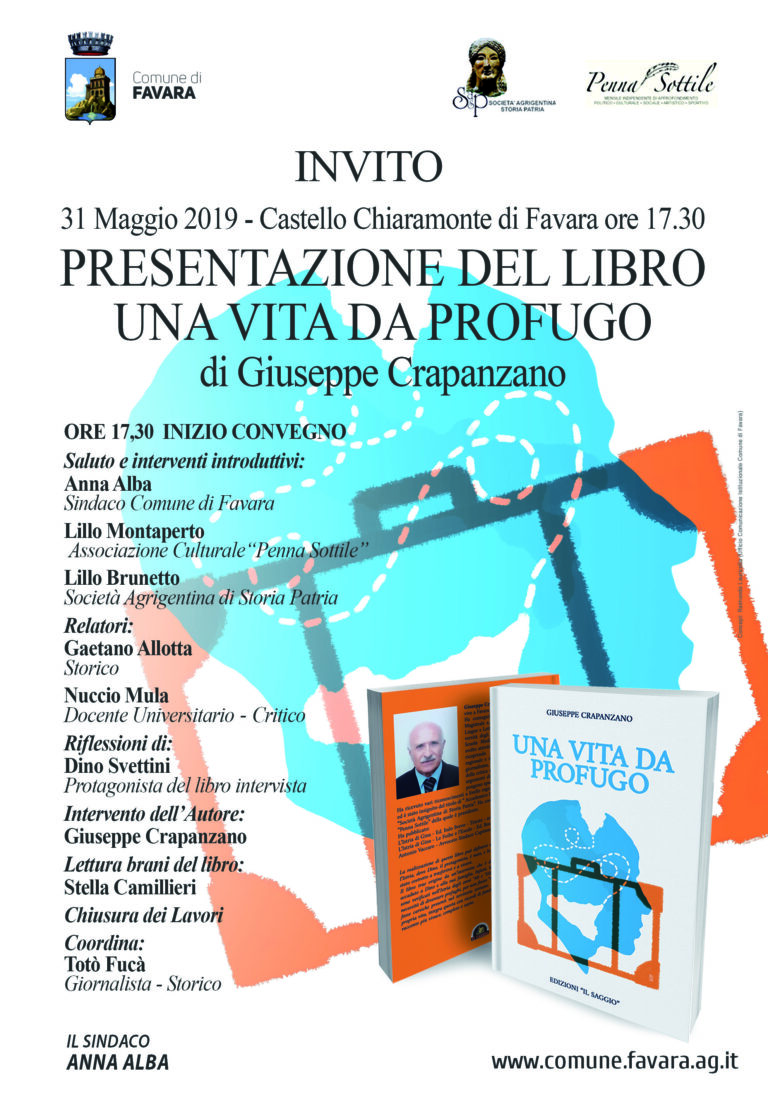 Una vita da profugo libro crapanzano presentazione favara invito