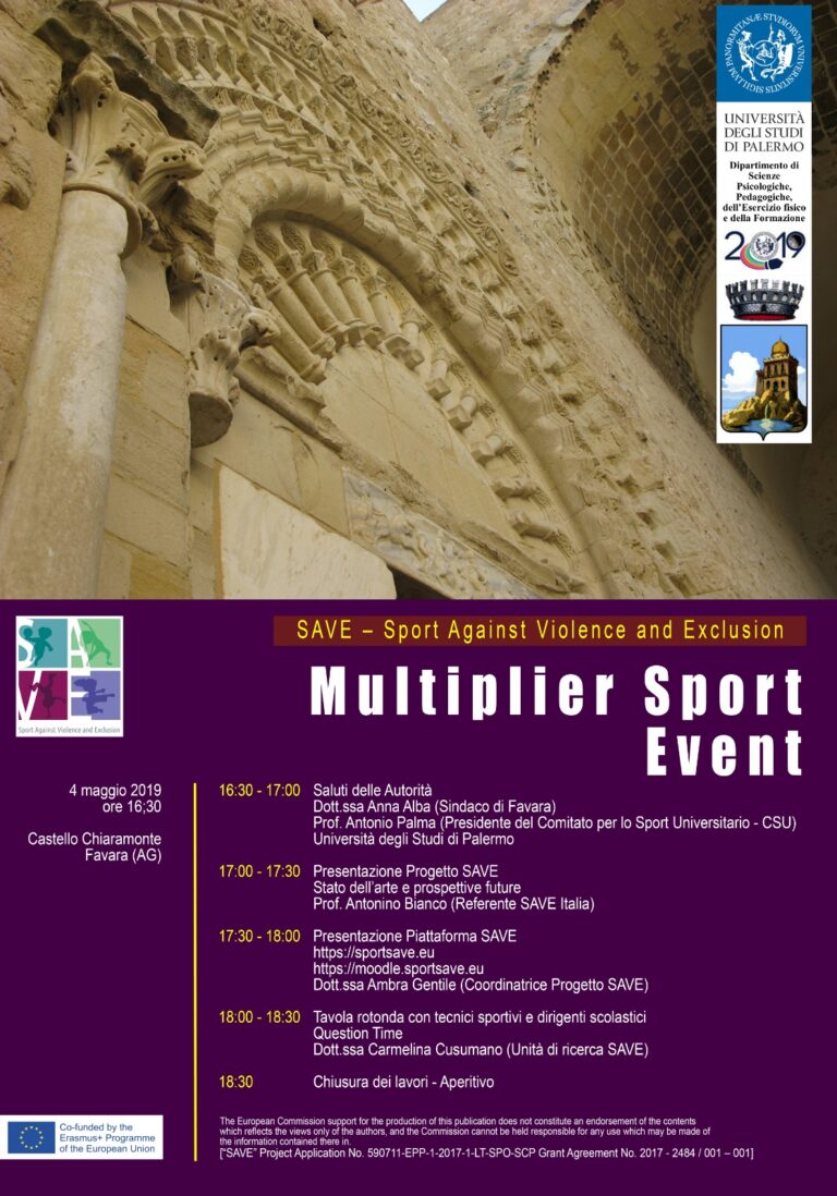 locandina Sport Against Violence and Exclusion (SAVE)