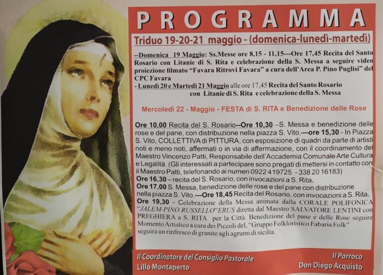 locandina santa rita programma maggio 2019