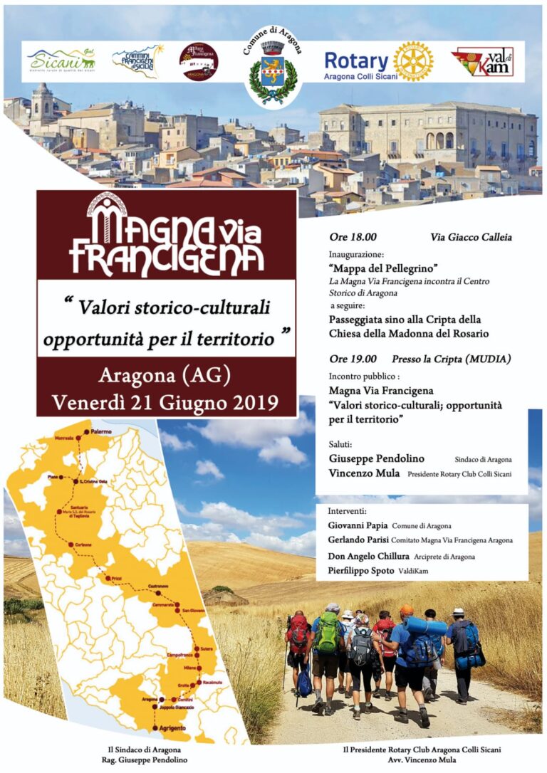 Locandina evento Valori storico-culturali, opportunità per il territorio ad Aragona