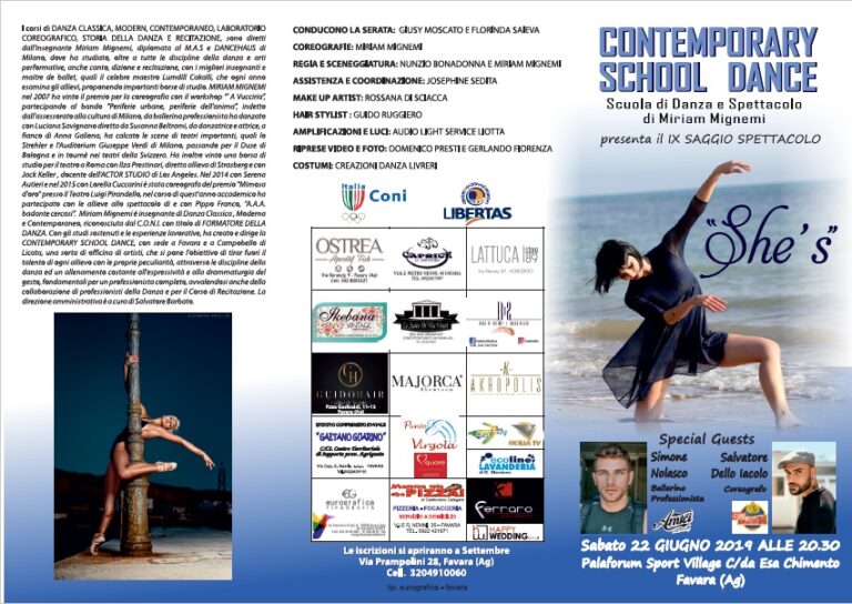 Locandina saggio spettacolo Contemporary School dance 22 giugno 2019