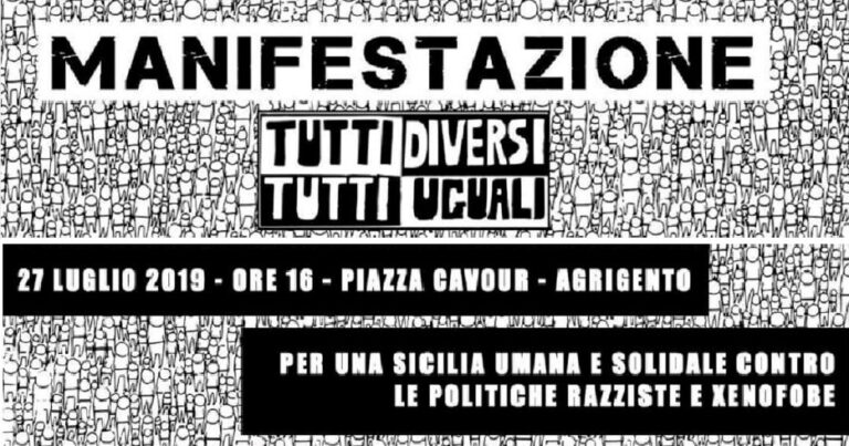 Manifestazione Tutti diversi tutti uguali 27 luglio 2019 agrigento