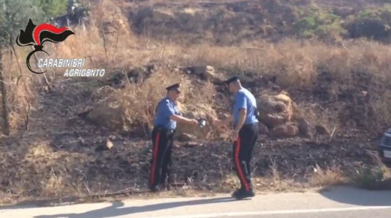 Naro, carabinieri, incendio, fondo agricolo