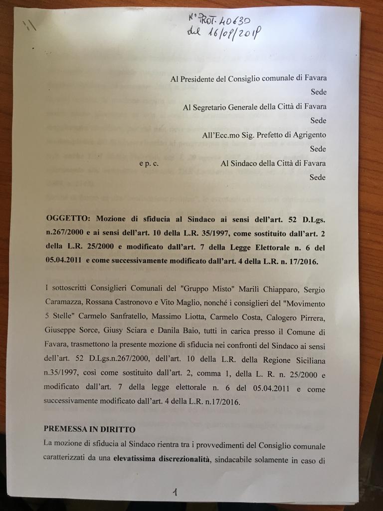 Mozione di sfiducia Anna Alba 16-09-2019