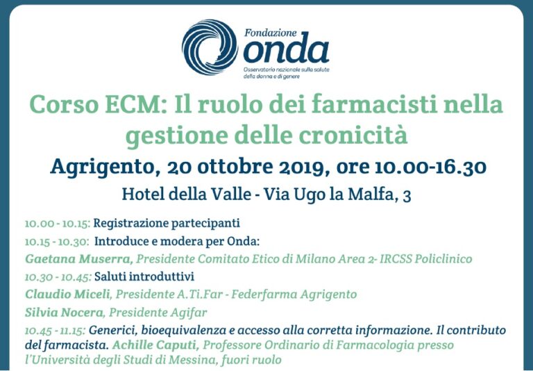 corso ecm il ruolo dei farmacisti manifesto