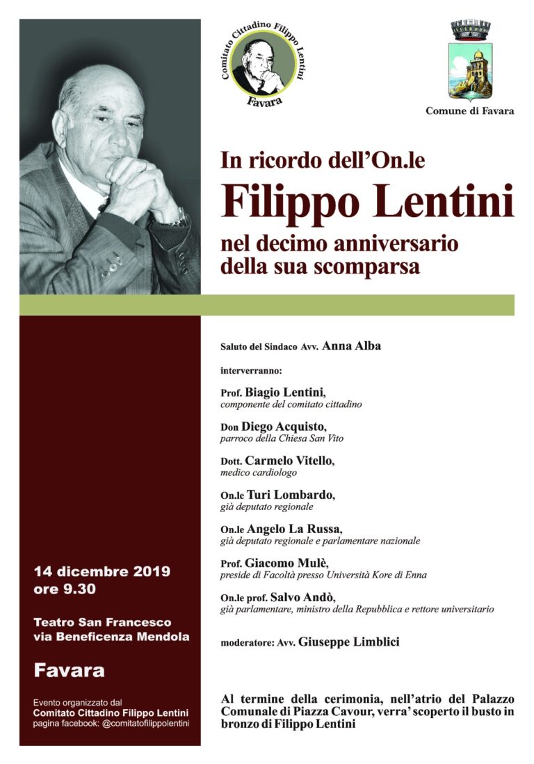 Locandina Manifestazione anniversario Filippo Lentini