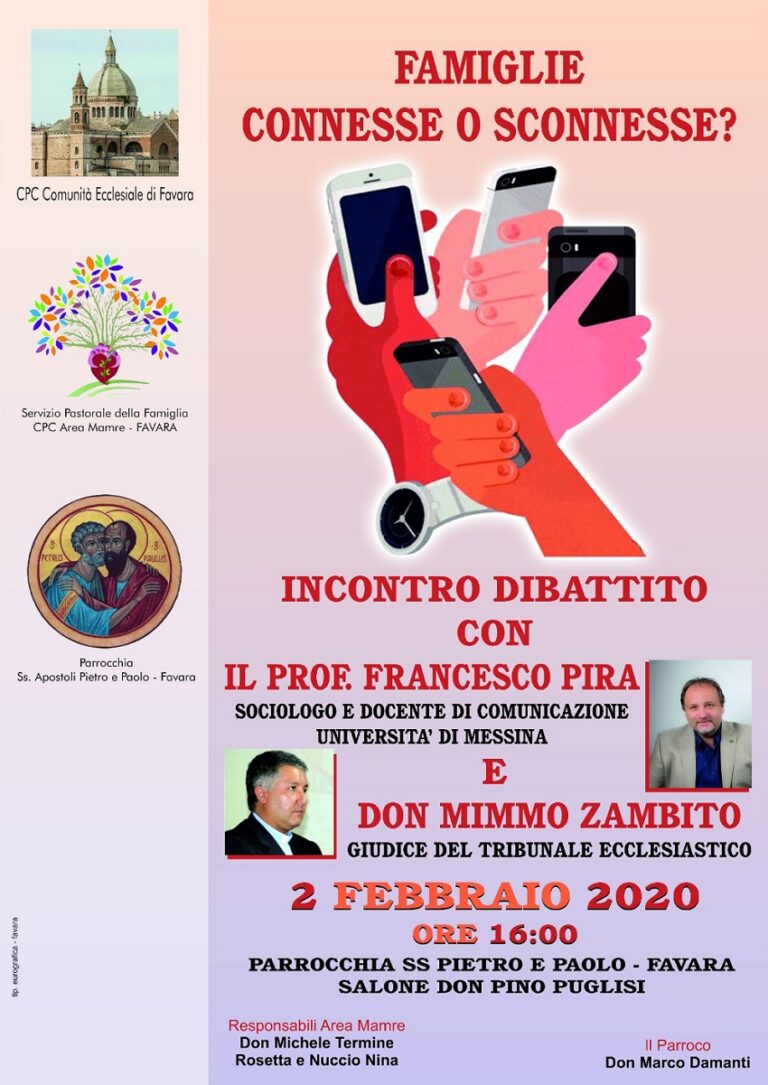 Incontro Dibattito 2 febbraio 2020 Famiglie connesse o disconnesse Francesco Pira Mimmo Zambito
