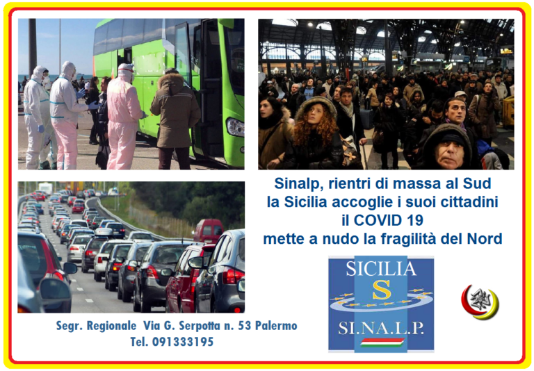 Sinalp sicilia rientro al sud corona virus covid 19