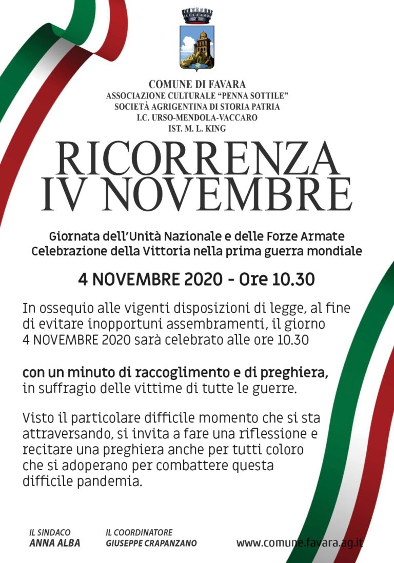 Ricorrenza 4 novembre 2020