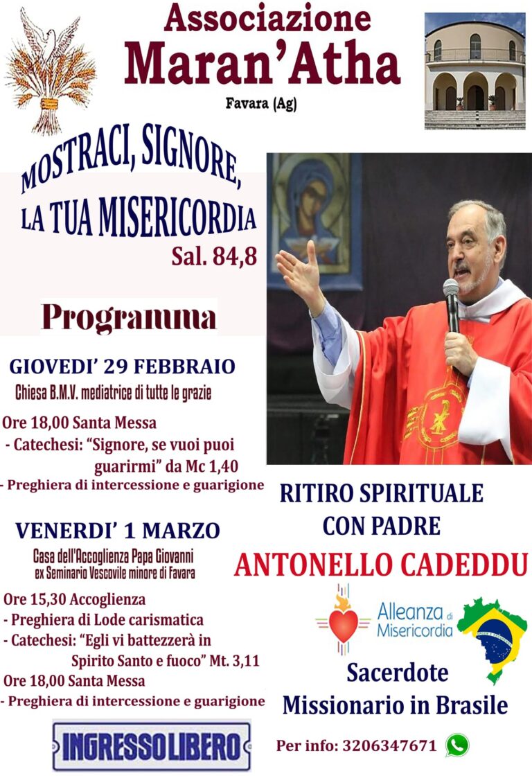 Ritiro Spirituale 29 febbraio 2024 Favara
