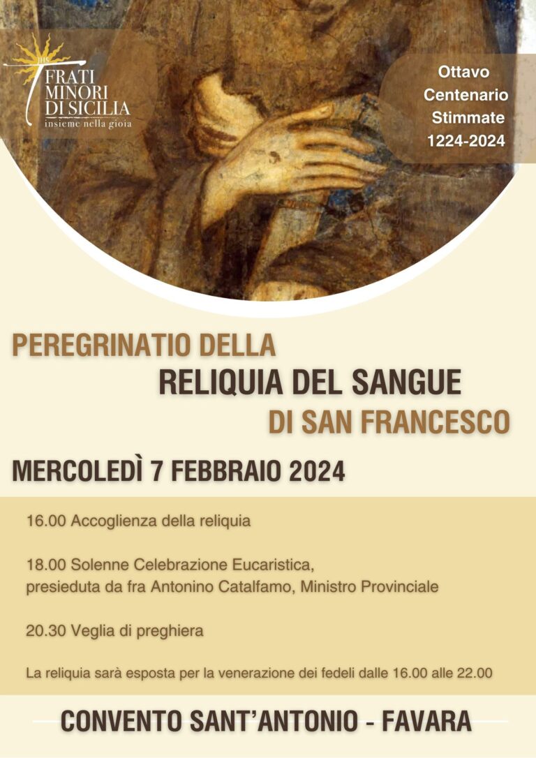 locandina reliquia sangie san francesco a Favara 7 febbaio 2024