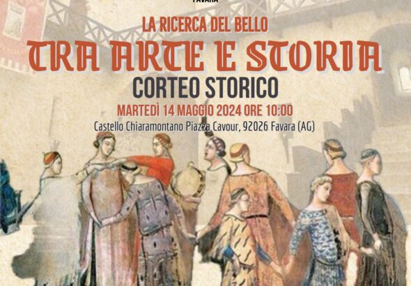 Locandina Tra arte e storia Brancati Favara sfilata 14-05-2024