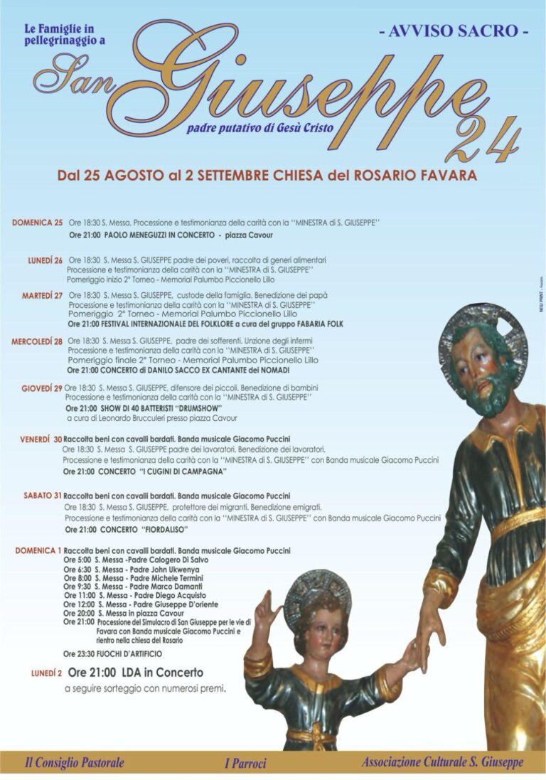 Locandina Festa San Giuseppe 2024 Favara