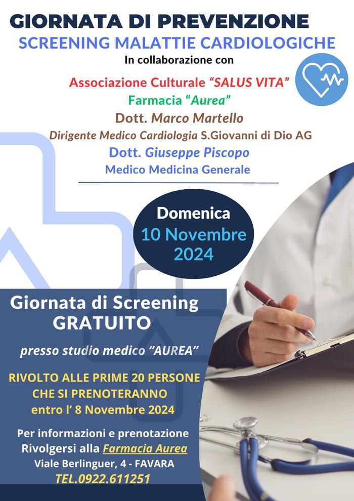 Screening malattie cardiologiche Favara 10 novembre
