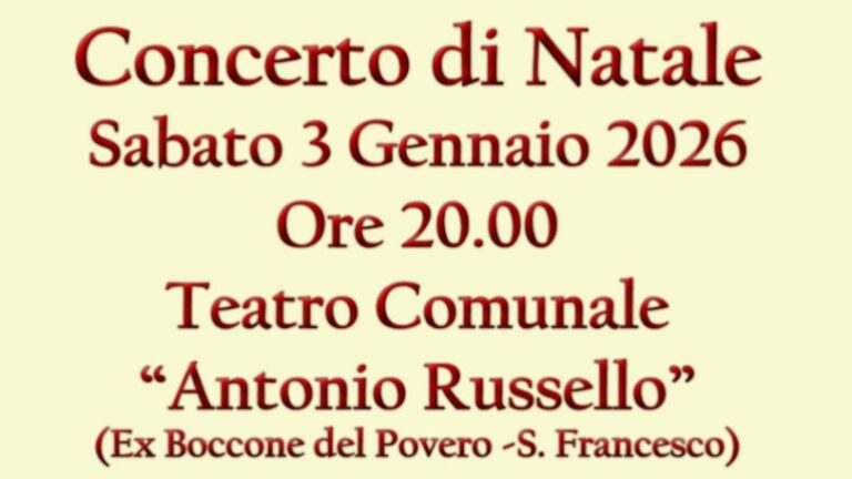Concerto di Natale al Teatro Russello, appuntamento il 3 gennaio a Favara