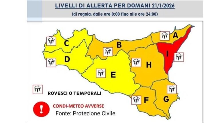 allerta meteo 21 gennaio 2026