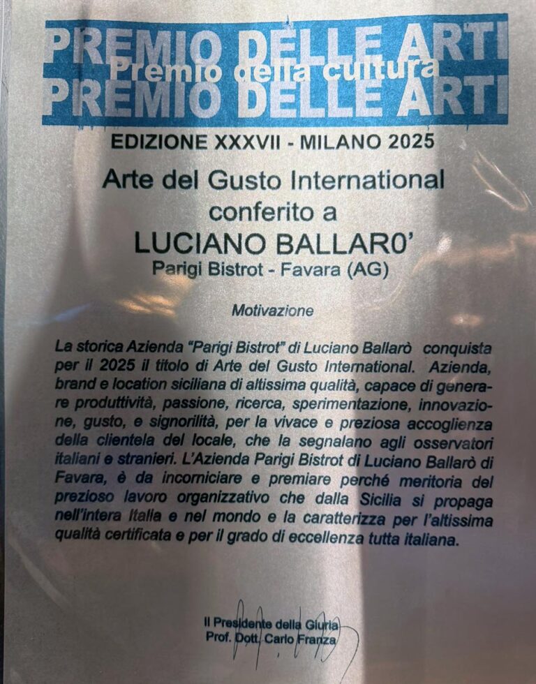 premio delle arti del gusto 2025 a luciano ballaro