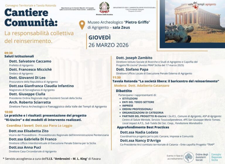 locandina Cantiere Comunità la responsabilità collettiva del reinserimento