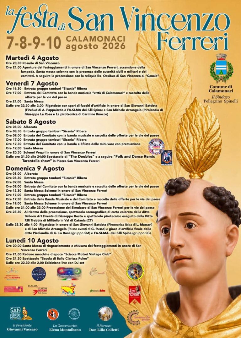locandina festa san vincenzo ferreri Calamonaci 2026