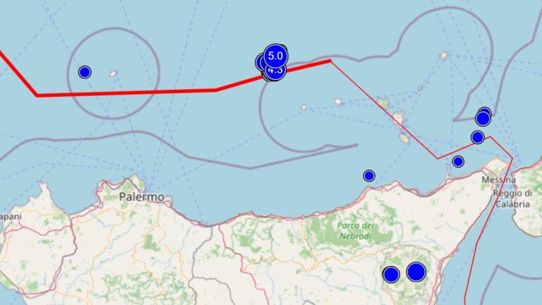 Mappa Terremoti 23-10-2026 Mar Tirreno